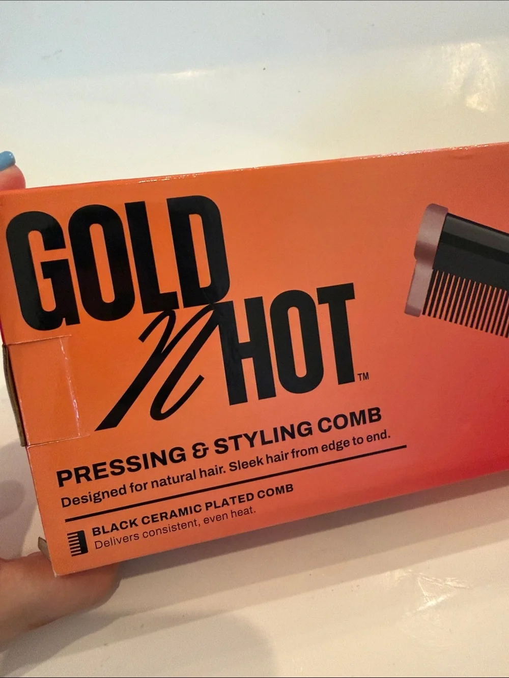 NWT Gold N Hoy Black Ceramic Played Pressing & Styling Comb - Black
